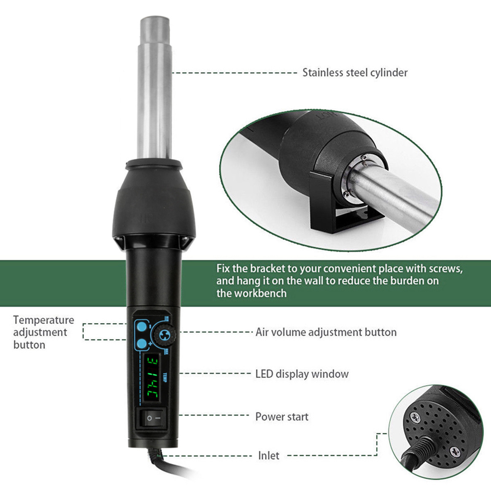 8858‑I / 650W LED Digital Disp - огляд і ціна Heat Gun Small